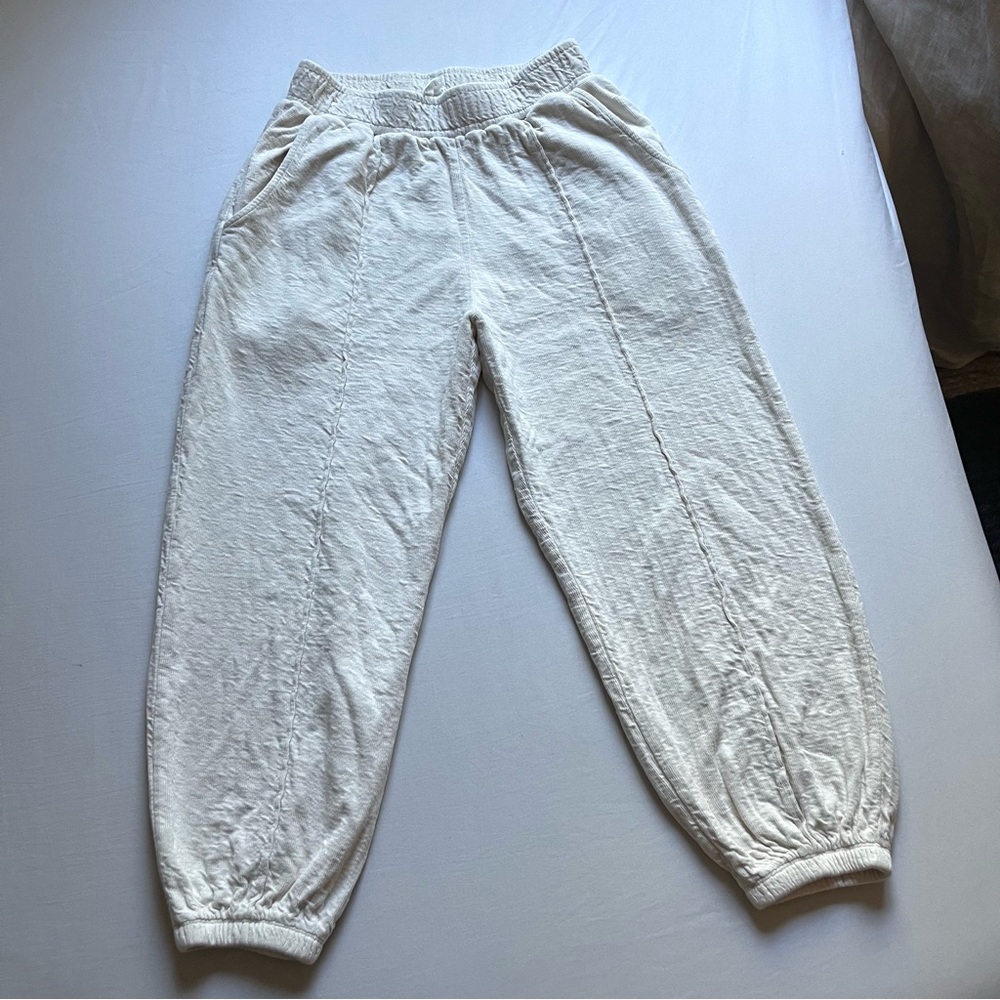 APIECE APART‎ cream ivory knit organic cotton elastic waist cropped jogger pants